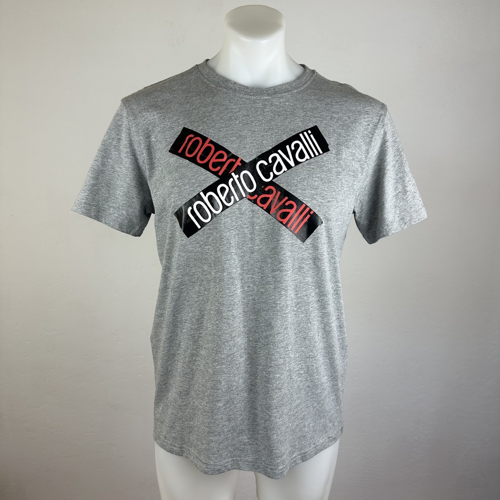 NWT Roberto Cavalli Railroad Crossing Logo Graphic Tee Size Large